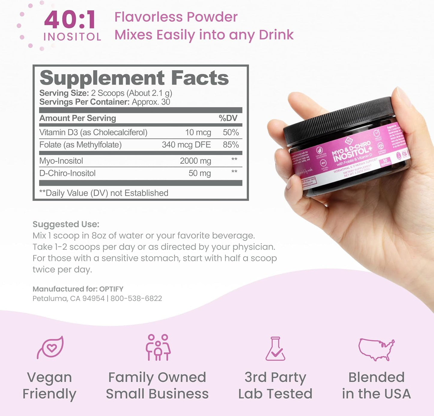 Inositol+ Flavorless Powder - Hormone Balance & Healthy Ovarian Support for Women
