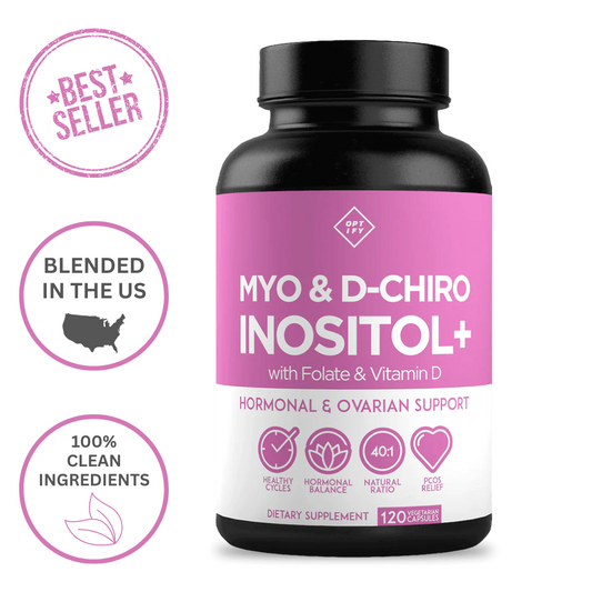 Premium Myo-Inositol Supplement - Myo Inositol and D-Chiro Inositol Plus Folate and Vitamin D - Ideal 40:1 Ratio - Hormone Balance & Healthy Ovarian Support for Women - Vitamin B8 - 30 Day Supply