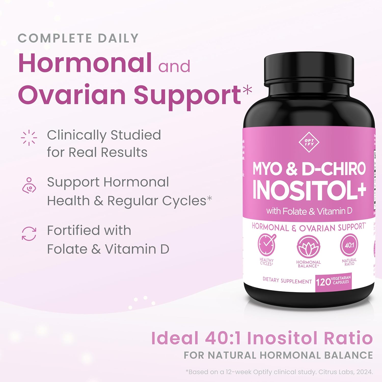 Myo-Inositol & D-Chiro Inositol For Hormone Balance For Women 2000mg Per Serving - 120 Capsules - Foto 7