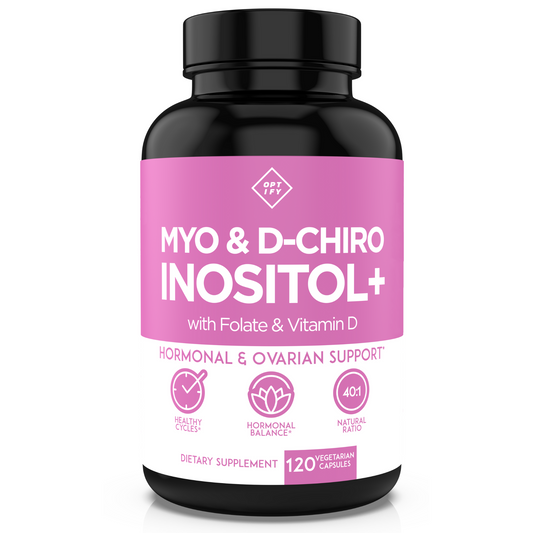 Premium Myo-Inositol Supplement - Myo Inositol and D-Chiro Inositol Plus Folate and Vitamin D - Ideal 40:1 Ratio - Hormone Balance & Healthy Ovarian Support for Women - Vitamin B8 - 30 Day Supply